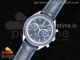 Speedmaster Moonwatch Co-Axial OMF 1:1 Best Edition Blue Dial on Blue Leather Strap A9300 (Black Balance Wheel) V2